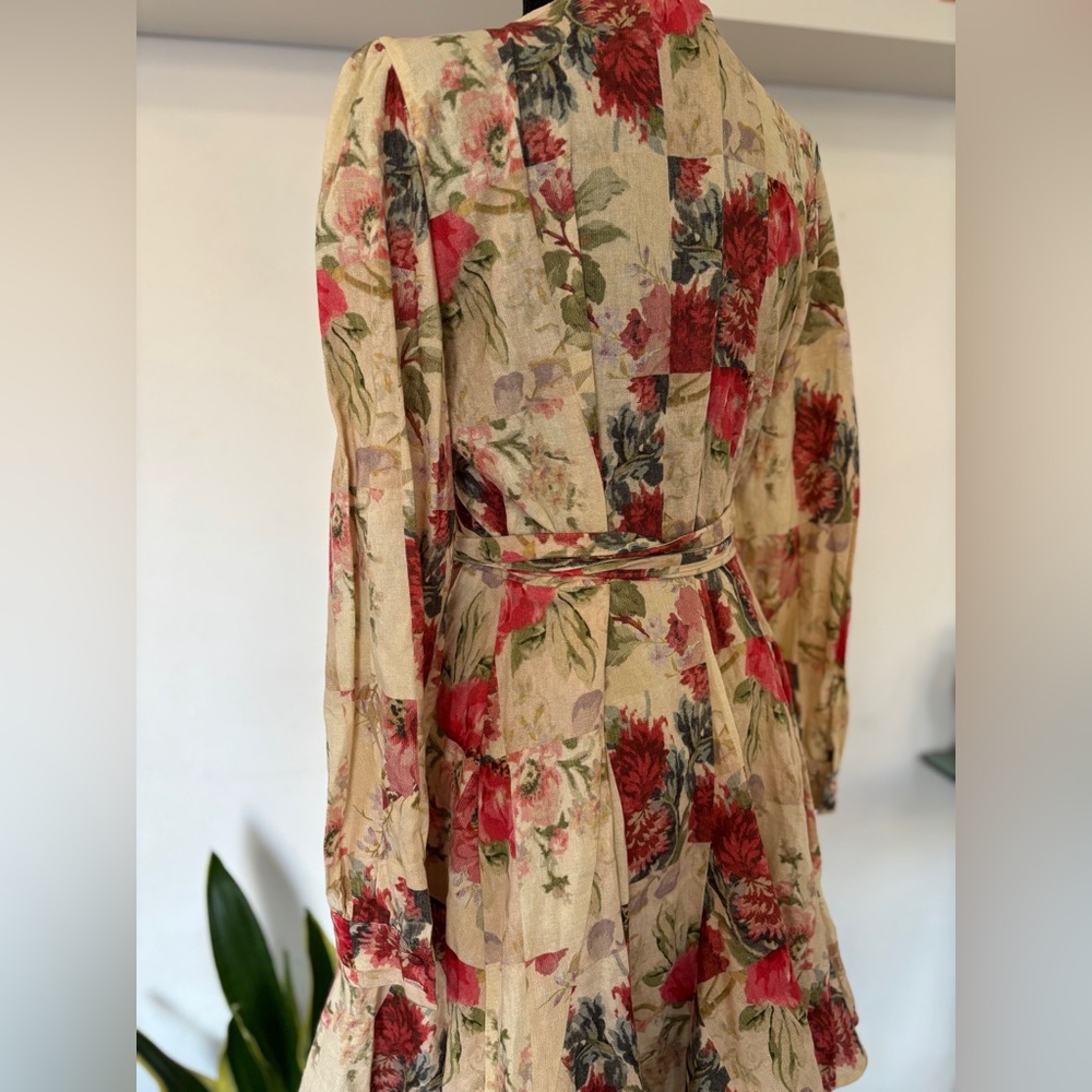 Sézane Solana dress in a mini floral patchwork linen blend size 38 US 6 - Picture 6 of 10